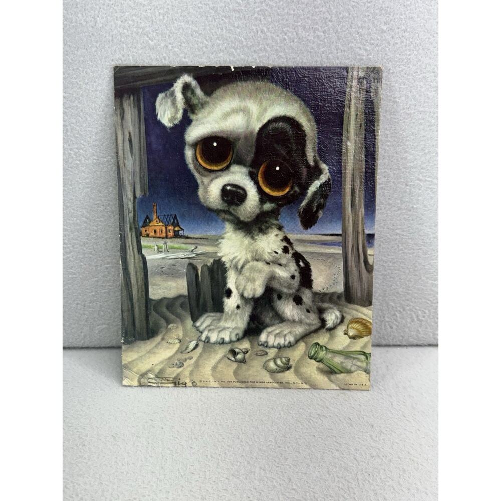 VTG Big Eyes Art Print “Pity Puppy” Gig #306 Sad Dog Mid Century Wall Art READ